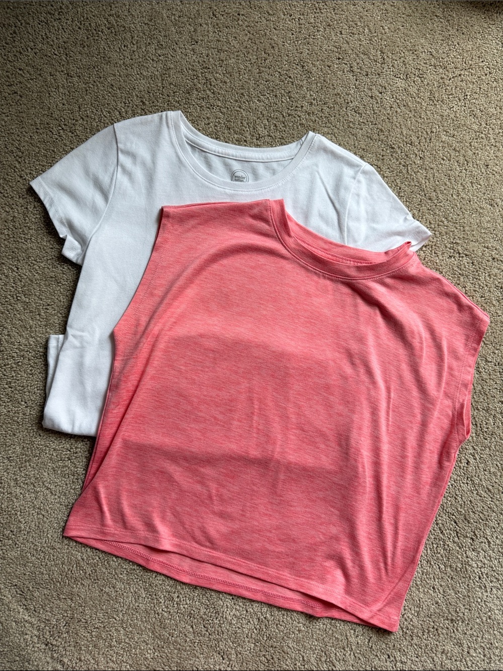 Kids Short-Sleeve Top Set - White & Coral Pink Size Large